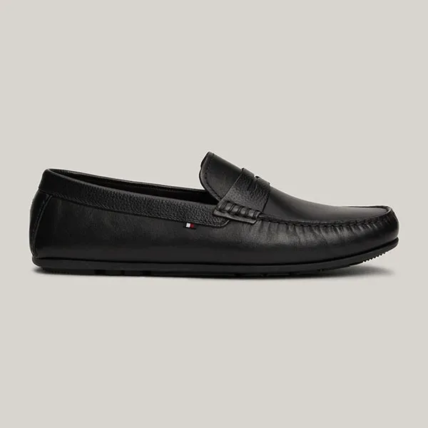 Giày Lười Nam Tommy Hilfiger Rubberised Flag Leather Driver Shoes FM0FM05155 Màu Đen Size 41 - Giày - Vua Hàng Hiệu