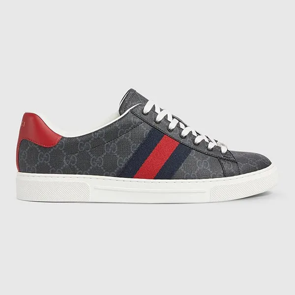 Giày Sneaker Nam Gucci ACE Metal Tag Red And Blue Web ‎760775 FACMZ 1065 Màu Đen Size 39.5