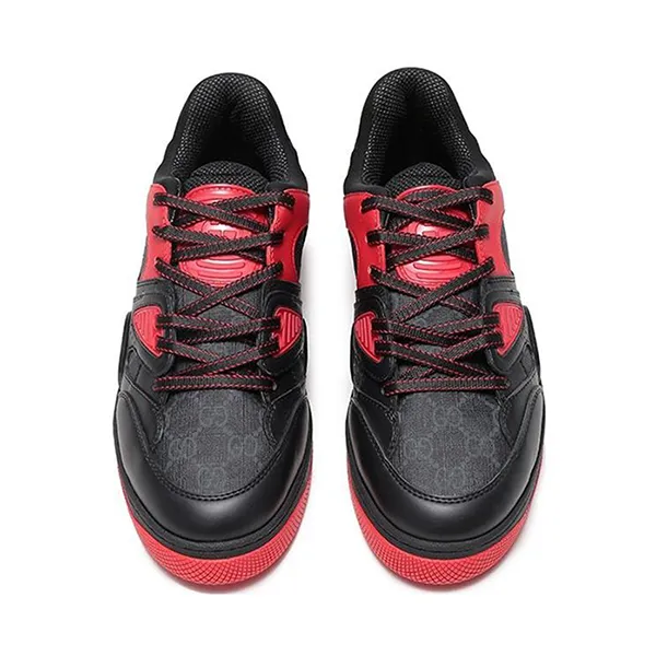 Giày Sneaker Nam Gucci Basket GG Supreme Canvas In Black Màu Đen Đỏ