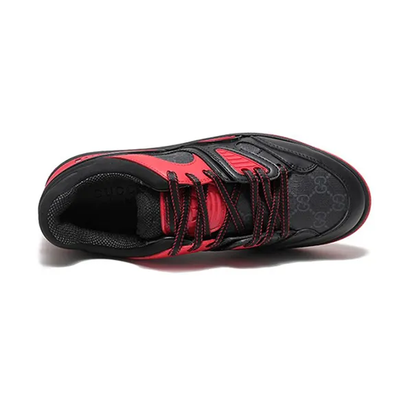 Giày Sneaker Nam Gucci Basket GG Supreme Canvas In Black Màu Đen Đỏ