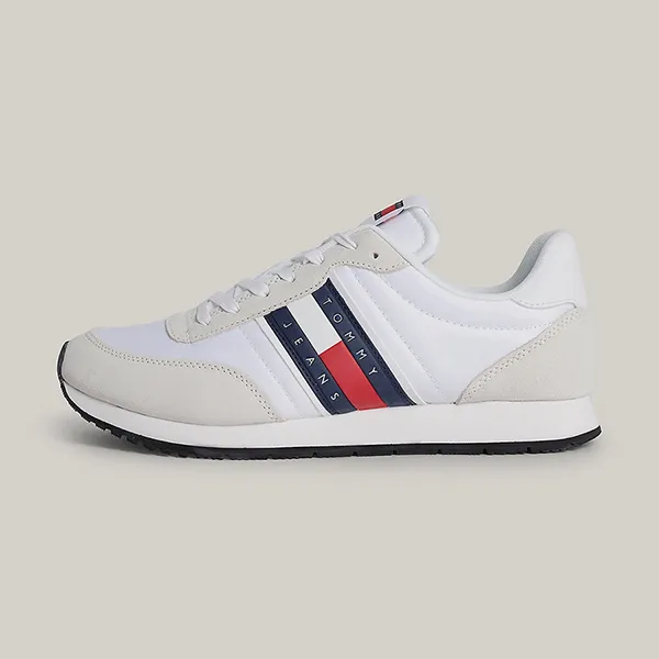 Giày Thể Thao Tommy Hilfiger Lace-Up Logo Runner Trainers EM0EM01351_BIYBR Màu Trắng Size 41 - Giày - Vua Hàng Hiệu