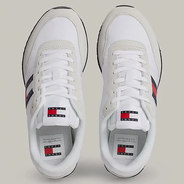 Giày Thể Thao Tommy Hilfiger Lace-Up Logo Runner Trainers EM0EM01351_BIYBR Màu Trắng Size 41 - Giày - Vua Hàng Hiệu