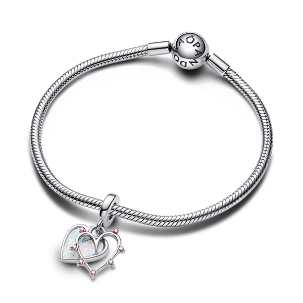 Hạt Vòng Charm Nữ Pandora Moments Silver Charm Forever Together 793434C01 Màu Bạc Xanh