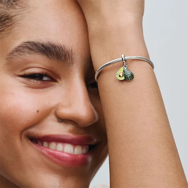 Hạt Vòng Charm Pandora Avocado Double Dangle Charm 763405C01 Màu Xanh Lá Cây
