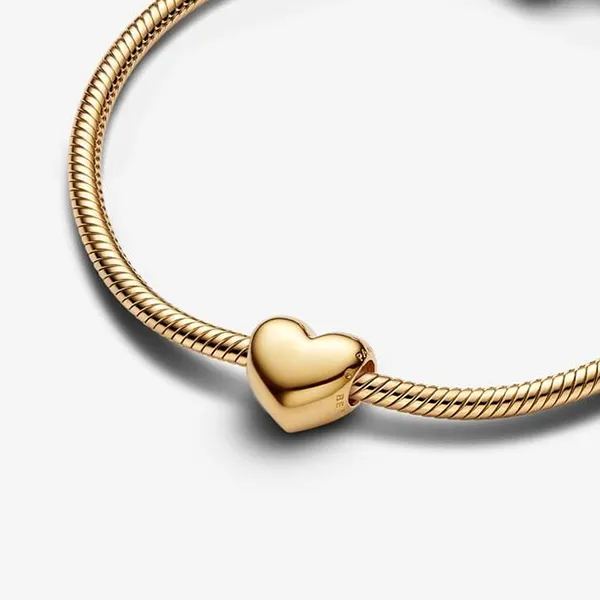 Hạt Vòng Charm Pandora Be Love Engravable Heart Charm 763439C00 Màu Vàng Gold