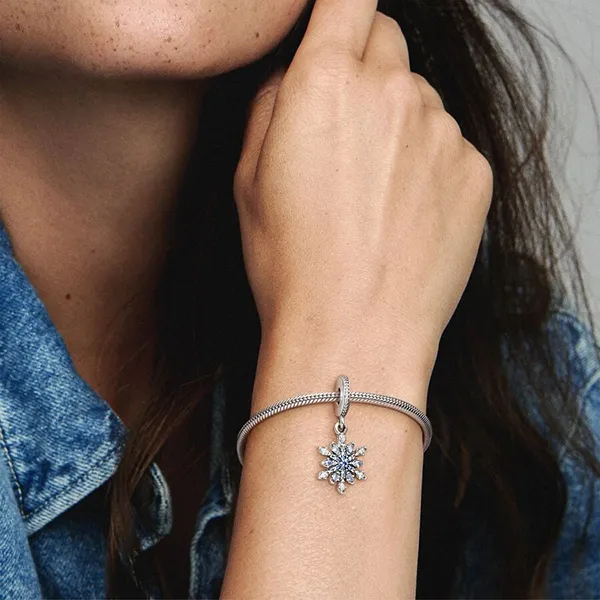 Hạt Vòng Charm Pandora Crystalized Snowflake Silver Dangle With Mixed Stones 791761NBLMX Màu Bạc/Xanh - Trang sức - Vua Hàng Hiệu