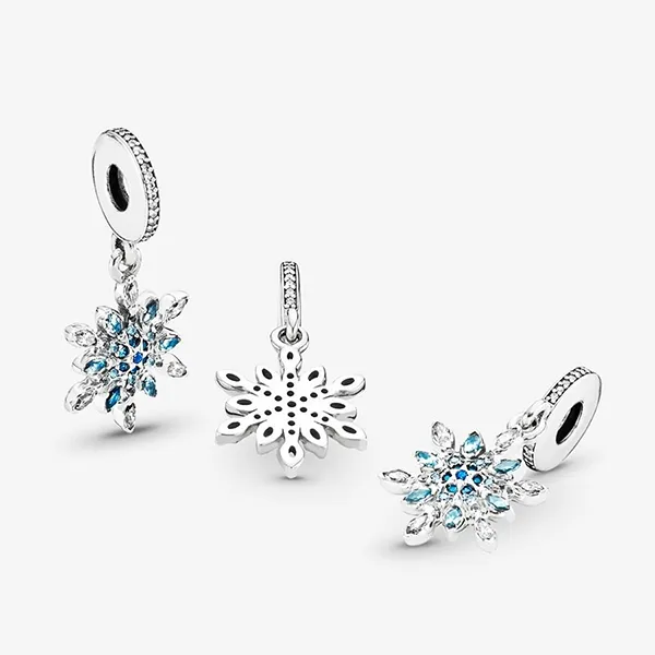 Hạt Vòng Charm Pandora Crystalized Snowflake Silver Dangle With Mixed Stones 791761NBLMX Màu Bạc/Xanh - Trang sức - Vua Hàng Hiệu