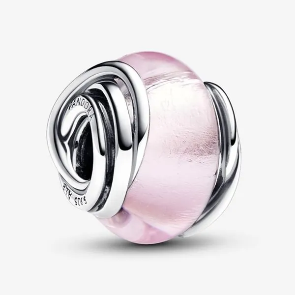 Hạt Vòng Charm Pandora Encircled Pink Murano Glass Charm 793241C00 Màu Hồng Bạc