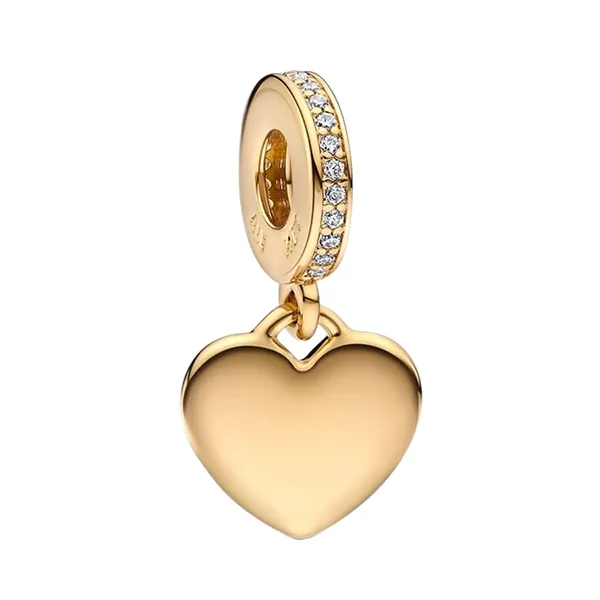 Hạt Vòng Charm Pandora Engravable Heart Tag Dangle Charm 768761C01 Màu Vàng