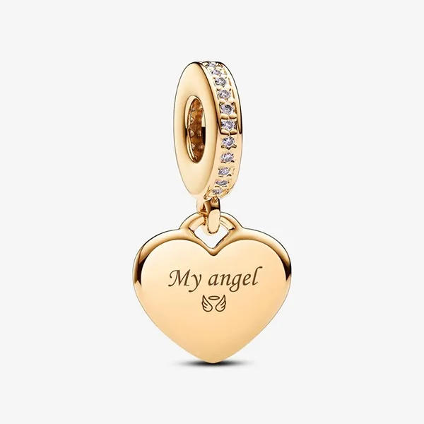 Hạt Vòng Charm Pandora Engravable Heart Tag Dangle Charm 768761C01 Màu Vàng