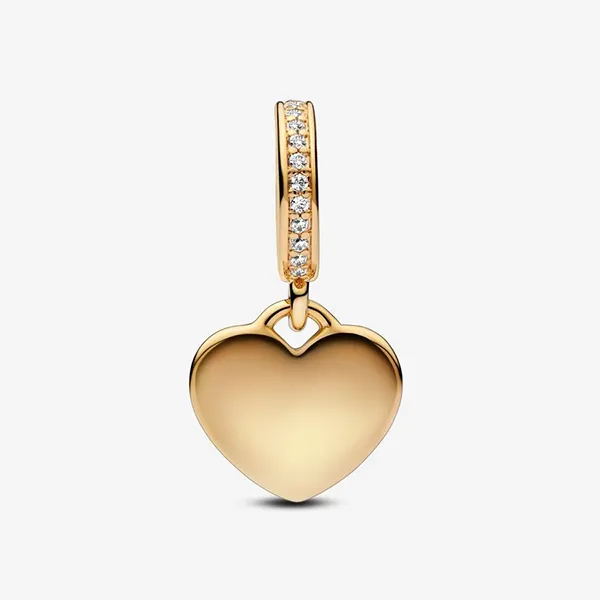 Hạt Vòng Charm Pandora Engravable Heart Tag Dangle Charm 768761C01 Màu Vàng