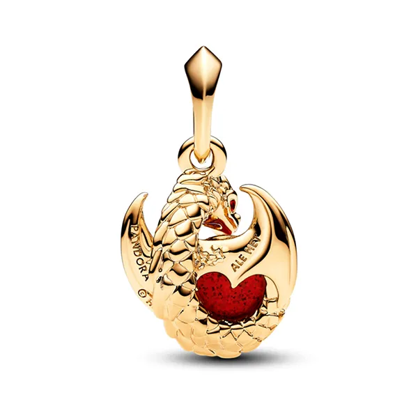 Hạt Vòng Charm Pandora Game Of Thrones Dragon Fire Dangle 762972C01 Màu Vàng Gold