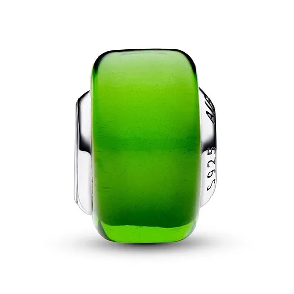Hạt Vòng Charm Pandora Green Mini Murano Glass Charm 793106C00 Màu Xanh Green