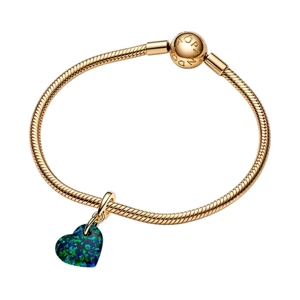 Hạt Vòng Charm Pandora Green Opal Heart Pendant 763348C01 Phối Màu