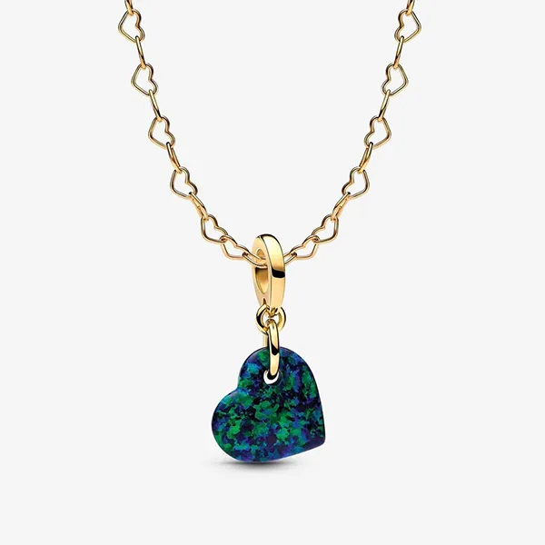 Hạt Vòng Charm Pandora Green Opal Heart Pendant 763348C01 Phối Màu