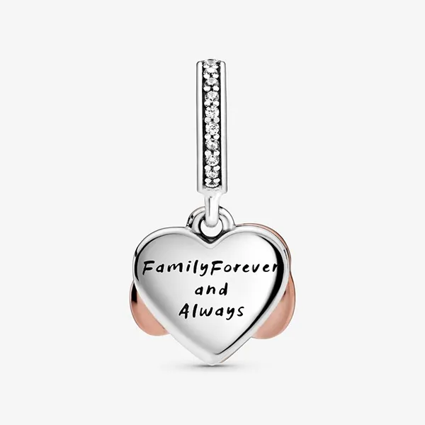 Hạt Vòng Charm Pandora Sparkling Infinity Heart Dangle Charm 788878C01 Màu Vàng Hồng