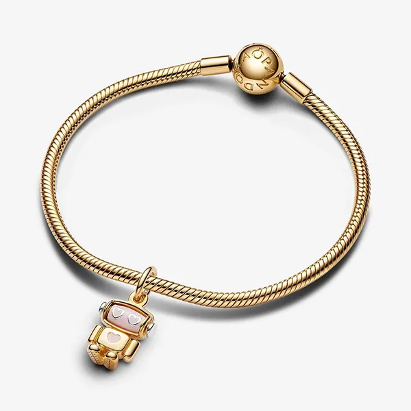 Hạt Vòng Charm Pandora Spinnable Face Robot Dangle Charm 763441C01 Màu Vàng Hồng - Phụ kiện - Vua Hàng Hiệu
