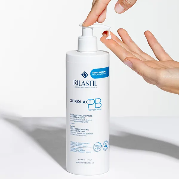 Kem Dưỡng Cấp Ẩm Phục Hồi, Giảm Mẩn Ngứa Da Rilastil Xerolact PB Balm Lipid Replenishing Anti Irritation 400ml