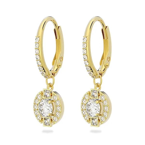 Khuyên Tai Nữ Swarovski Una Drop Earrings Round Cut White Gold Tone Plated 5646733 Màu Vàng