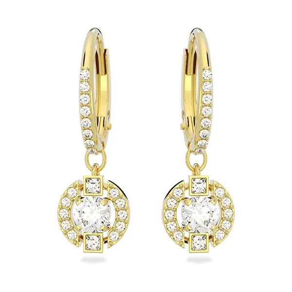 Khuyên Tai Nữ Swarovski Una Drop Earrings Round Cut White Gold Tone Plated 5646733 Màu Vàng