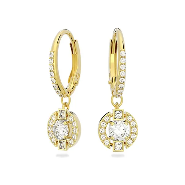 Khuyên Tai Nữ Swarovski Una Drop Earrings Round Cut White Gold Tone Plated 5646733 Màu Vàng