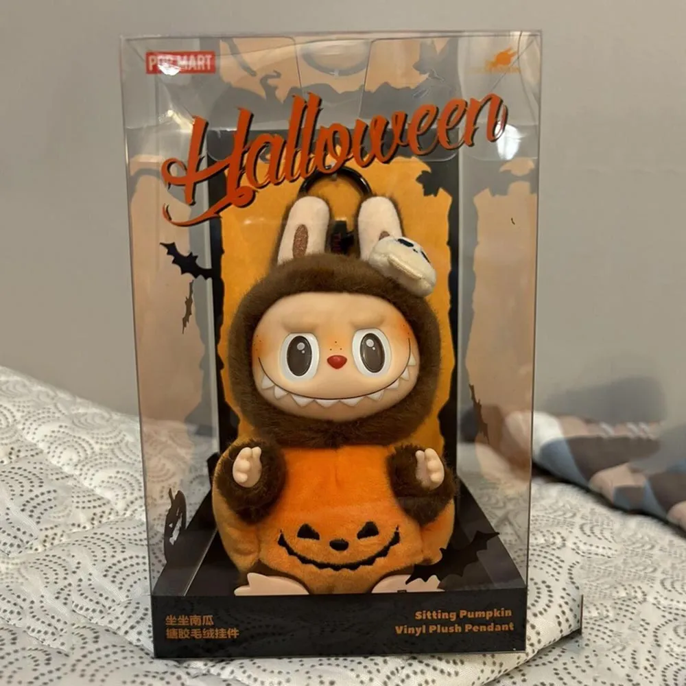 Móc Khóa Pop Mart Happy Halloween Party Series-Sitting Pumpkin Vinyl Plush Pendant Màu Nâu - Phụ kiện - Vua Hàng Hiệu