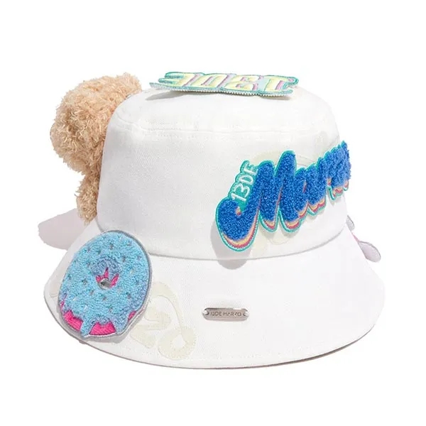 Mũ 13 De Marzo Badge Velcro Bucket Hat Màu Trắng