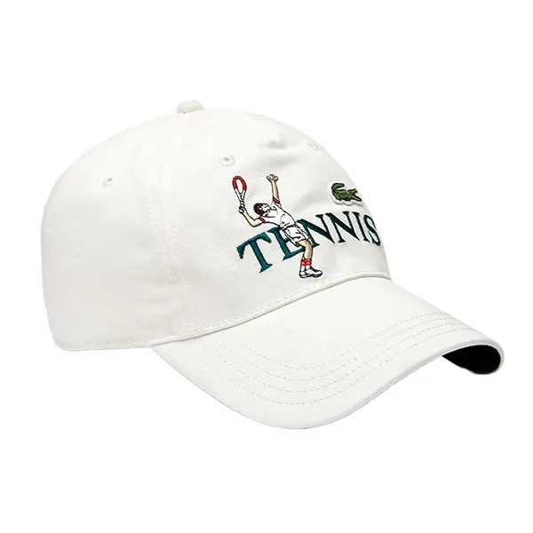 Mũ Lacoste Tennis Graphic Twill Cap Pickleball RK4228L 2CQ Màu Trắng