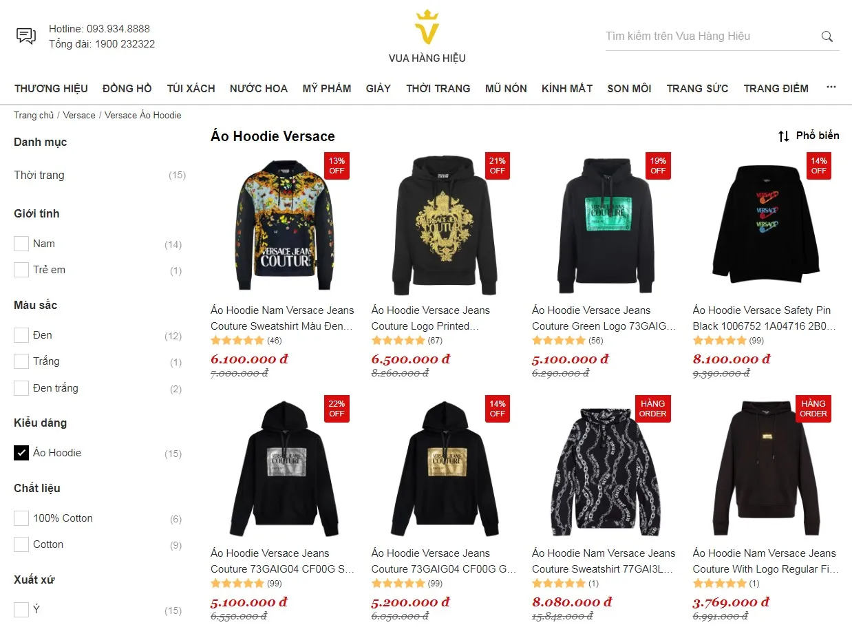 Mua Áo Hoodie Versace Chính Hãng Tại Vua Hàng Hiệu