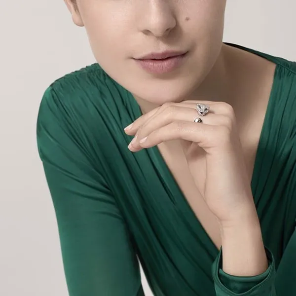 Nhẫn Nữ Jewery Luxury Panthère De Cartier Ring 18k White Gold Màu Bạc