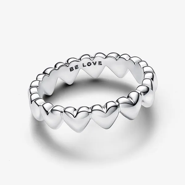 Nhẫn Nữ Pandora Row Of Hearts Ring 193427C00 Màu Bạc