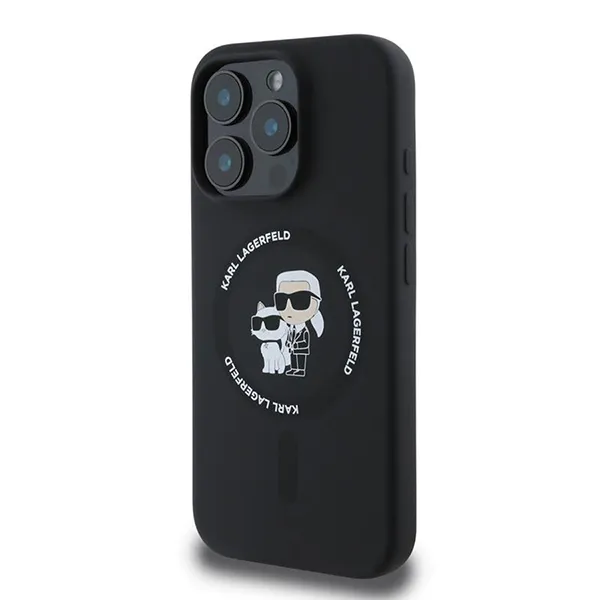 Ốp Điên Thoại Karl Lagerfeld Liquid Silicone Magsafe Case For iPhone 16 Pro Max Màu Đen