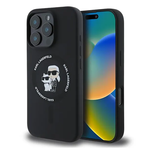 Ốp Điên Thoại Karl Lagerfeld Liquid Silicone Magsafe Case For iPhone 16 Pro Max Màu Đen
