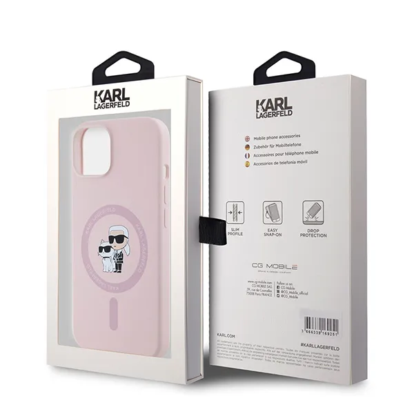 Ốp Điên Thoại Karl Lagerfeld Liquid Silicone Magsafe Case For iPhone 16 Pro Max Màu Hồng Nhạt