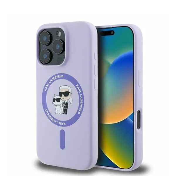 Ốp Điên Thoại Karl Lagerfeld Liquid Silicone Magsafe Case For iPhone 16 Pro Max Màu Tím