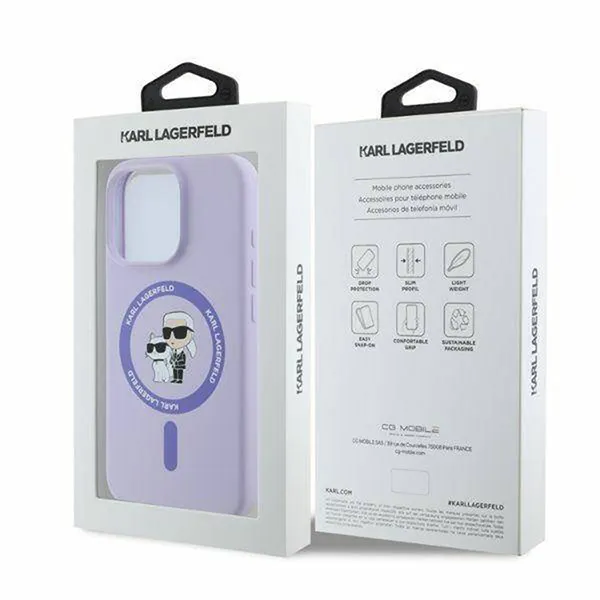 Ốp Điên Thoại Karl Lagerfeld Liquid Silicone Magsafe Case For iPhone 16 Pro Max Màu Tím
