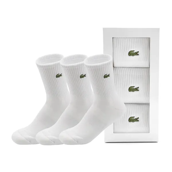 Set 3 Đôi Tất Pickleball Lacoste Basic Sports High Socks Casual White RA901B54N001 Màu Trắng
