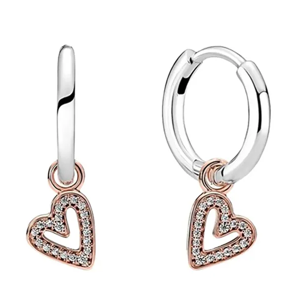 Set Dây Chuyền Khuyên Tai Pandora Mạ Vàng Hồng 14K - Trang sức - Vua Hàng Hiệu