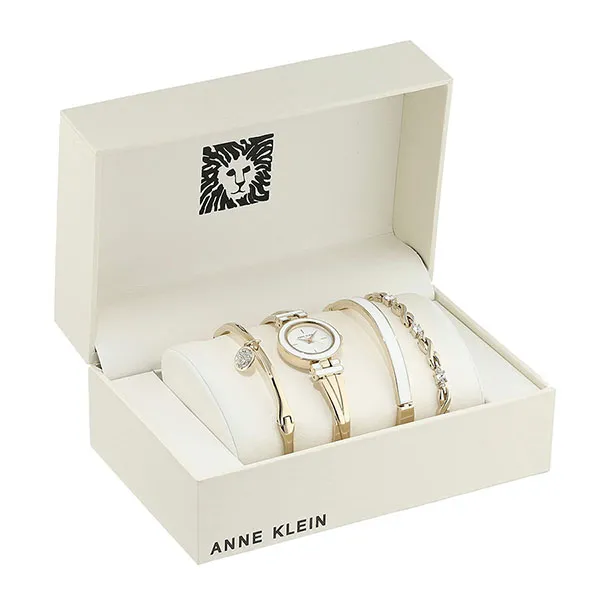 Set Đồng Hồ + Vòng Đeo Tay Nữ Anne Klein Bangle Watch And Premium Crystal Accented Bracelet Màu Vàng - Đồng hồ - Vua Hàng Hiệu