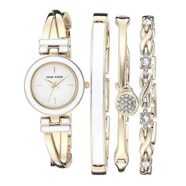 Set Đồng Hồ + Vòng Đeo Tay Nữ Anne Klein Bangle Watch And Premium Crystal Accented Bracelet Màu Vàng - Đồng hồ - Vua Hàng Hiệu