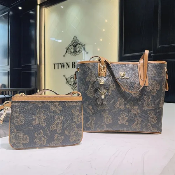 Set Túi Tote + Túi Đeo Vai Nữ TTWN BEAR TN3486-28190 Màu Nâu Đen