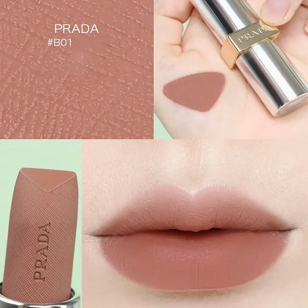 Son Prada Monochrome Hyper Matte Lipstick B01 Argile Màu Nâu Tây - Son Môi - Vua Hàng Hiệu