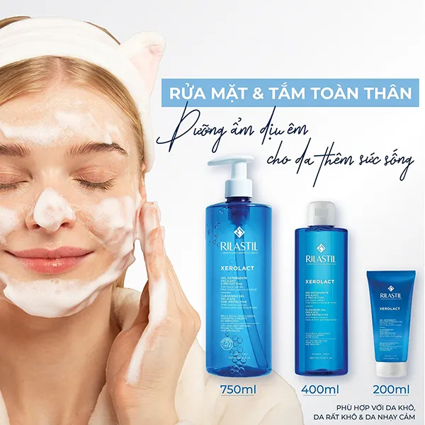 Sữa Rửa Mặt, Tắm Toàn Thân Rilastil Xerolact Cleansing Gel 200ml - Sữa Rửa Mặt - Vua Hàng Hiệu