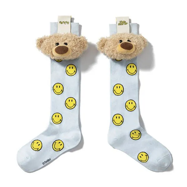 Tất 13 De Marzo Allover Smiley Palda Bear Head Socks FR-JX-156 Màu Xanh Pastel