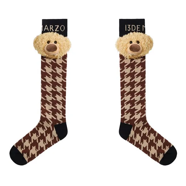 Tất 13 De Marzo Doozoo Houndstooth Stocks Màu Nâu Đen