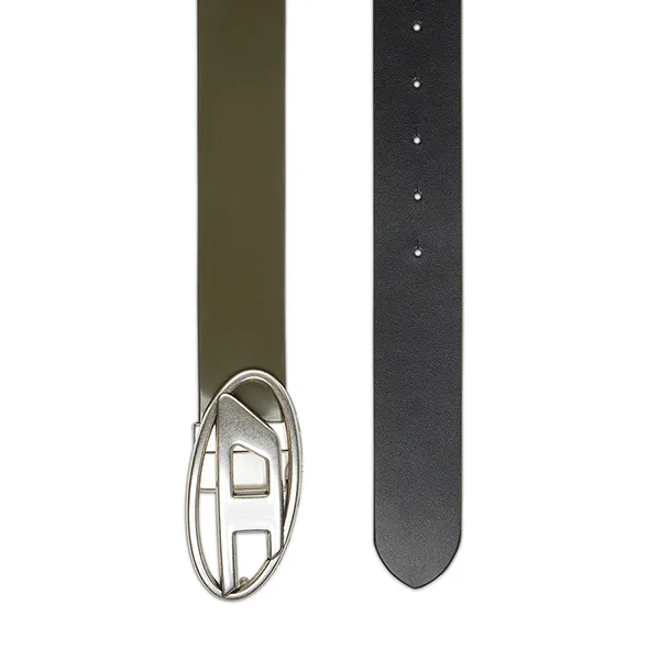 Thắt Lưng Nam Diesel B-1DR Rev II Reversible Belt In Matte And Shiny Leather X09812P6367H5064 Màu Xanh Olive Size 100 - Thắt lưng - Vua Hàng Hiệu