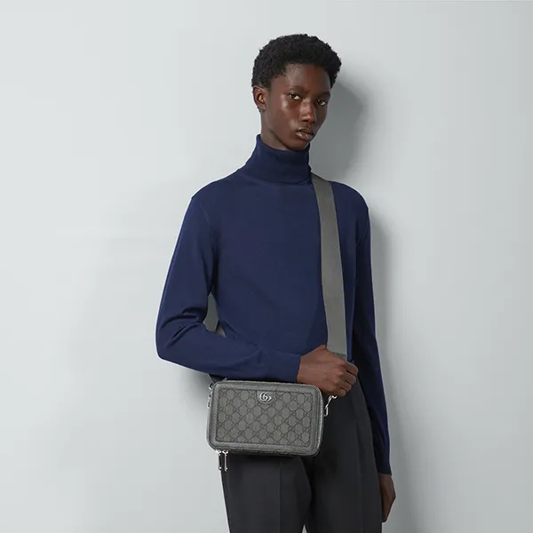 Túi Đeo Chéo Nam Gucci GG Supreme Canvas Gray Ophidia Shoulder Bag ‎771174 2ZGMN 1244 Màu Xám - Túi xách - Vua Hàng Hiệu
