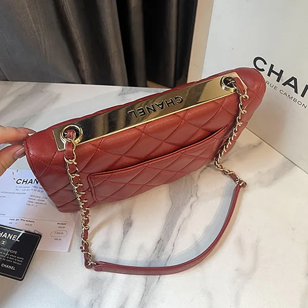 Túi Đeo Chéo Nữ Chanel Red Leather Quilted Trendy CC Flap Shoulder Bag Màu Đỏ
