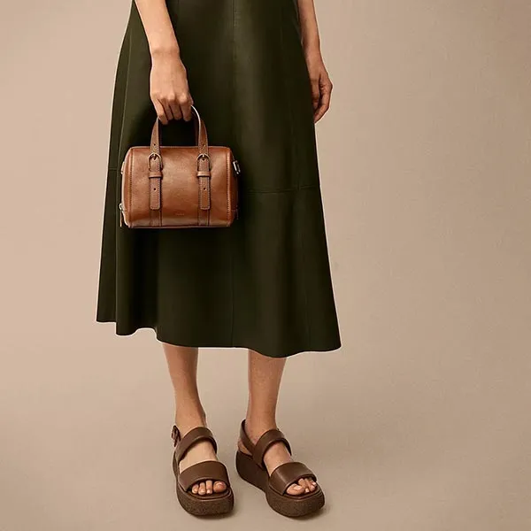 Túi Đeo Chéo Nữ Fossil Carlie Leather Mini Satchel ZB1856200 Màu Nâu - Túi xách - Vua Hàng Hiệu