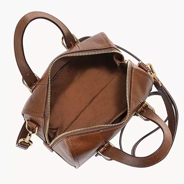 Túi Đeo Chéo Nữ Fossil Carlie Leather Mini Satchel ZB1856200 Màu Nâu - Túi xách - Vua Hàng Hiệu